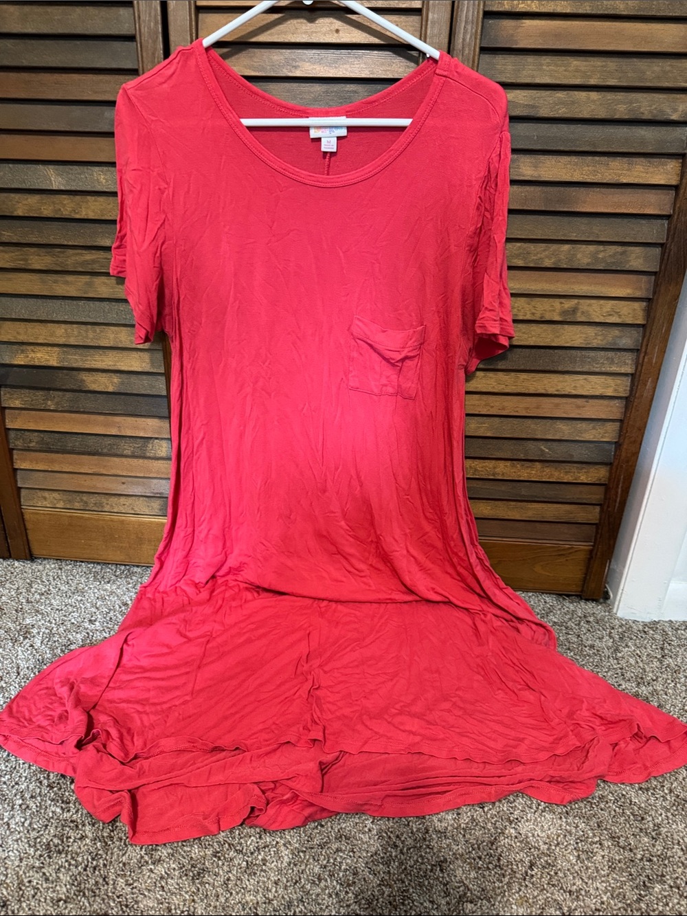 Women's Red Short-Sleeve Pocket Lularoe dress